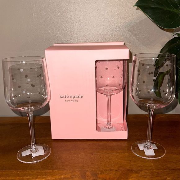 kate spade Dining Rare Katespade Larabee Dot Lenox Etched Wine